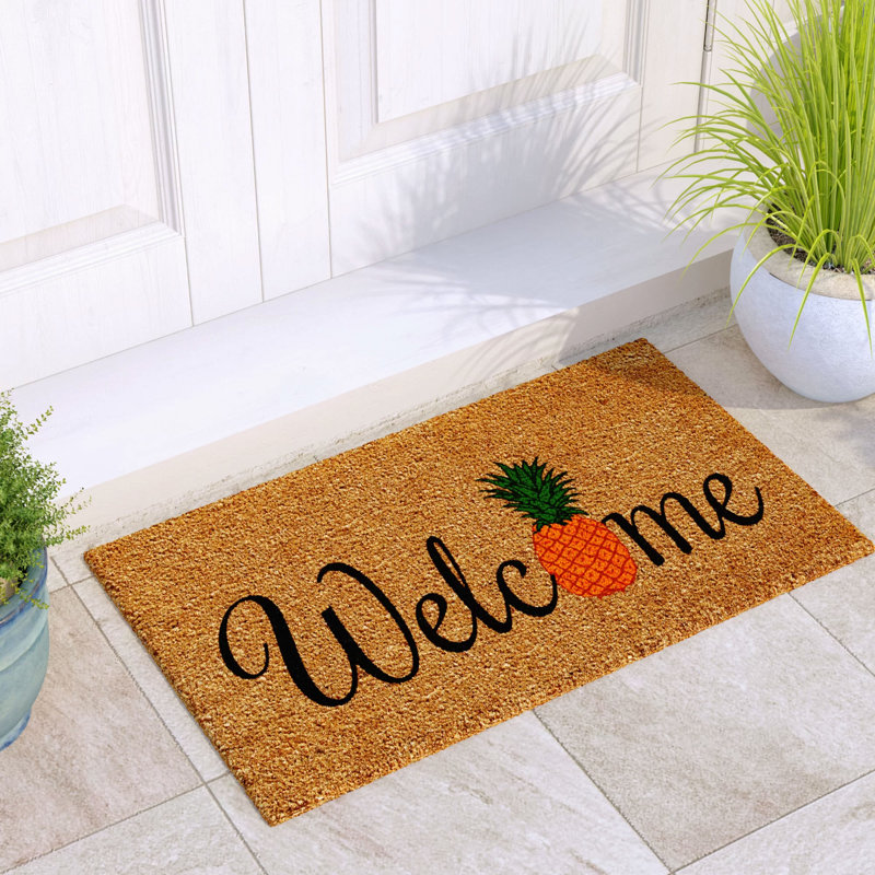 Beachcrest Home Alanis Pineapple Fun NonSlip Outdoor Door Mat